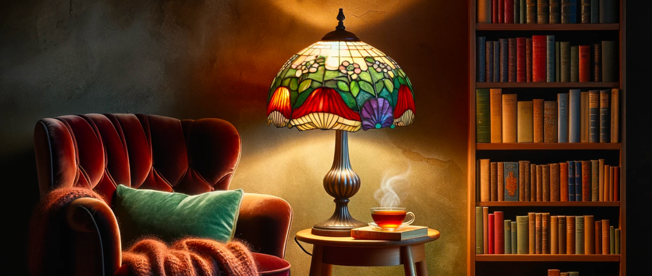 Lampe champignon ancien dans un salon vintage