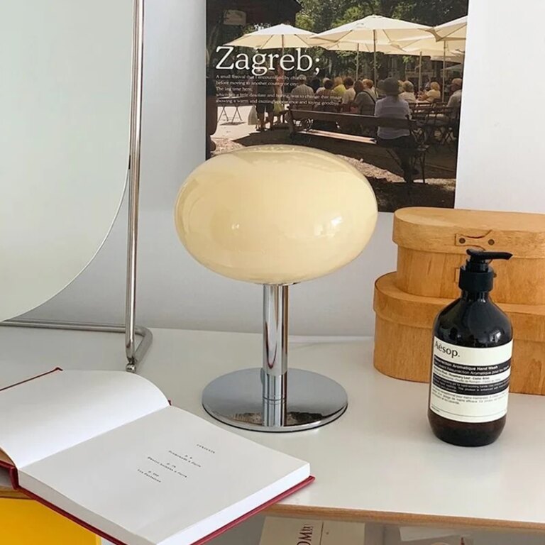 Lampe champignon sucette crème