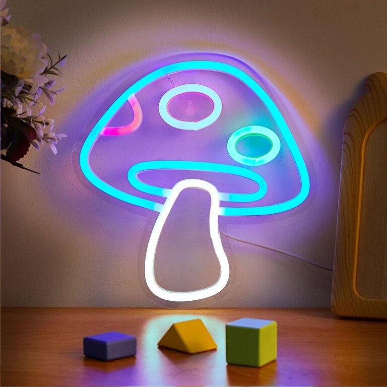néon champignon LED bleu