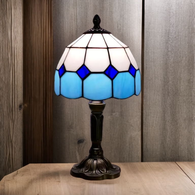 Lampe Champignon Tiffany Bleu Apaisant