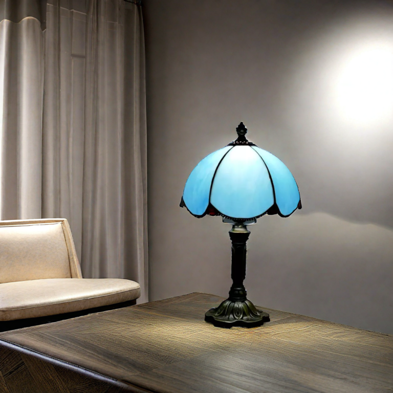 Lampe champignon Tiffany bleu nuit profond