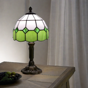 Lampe Champignon Tiffany Vitrail vert