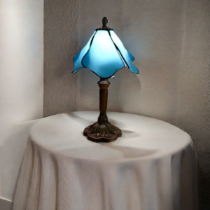 Lampe champignon Tiffany bleu serein