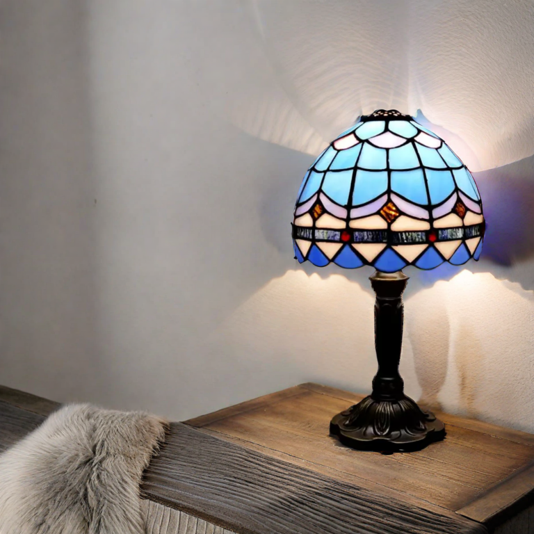 Lampe de table champignon tiffany colore