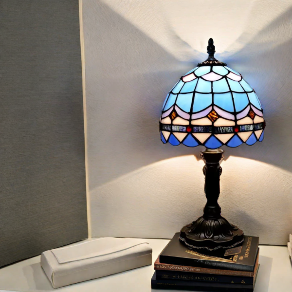 Lampe de table champignon tiffany colore