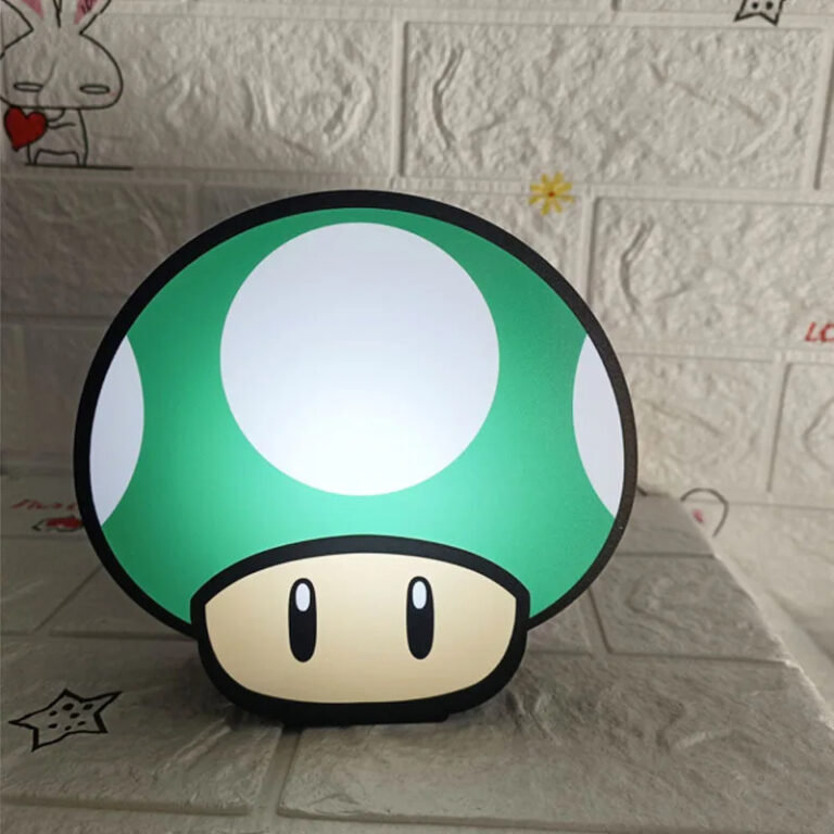 Lampe champignon Mario décorative et mignonne sur fond gris