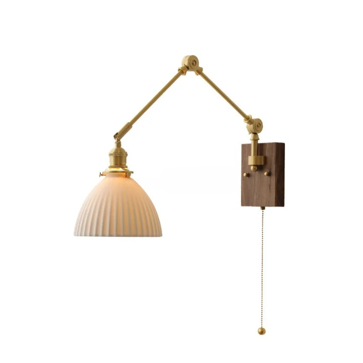 Lampe champignon murale bras ajustable sur fond blanc