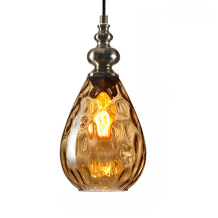 Suspension champignon LED vintage en verre sur fond blanc